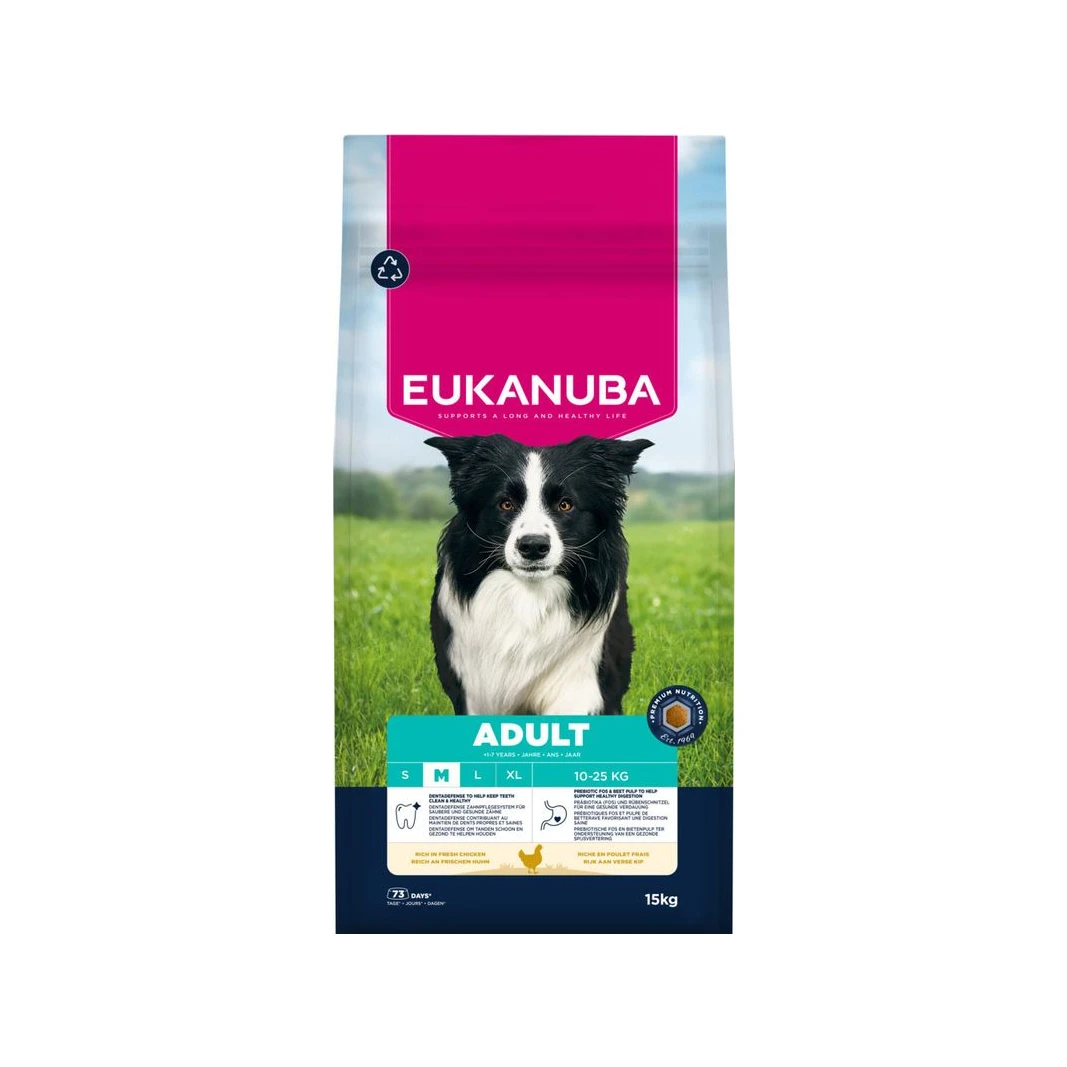Eukanuba Adult Medium Breed su vištiena, 15 kg