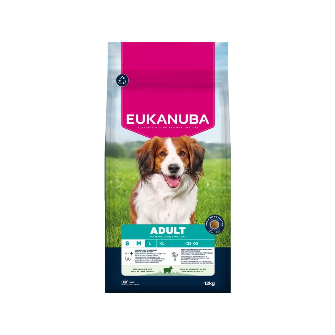 Eukanuba Adult Small & Medium su ėriena ir ryžiais, 12 kg