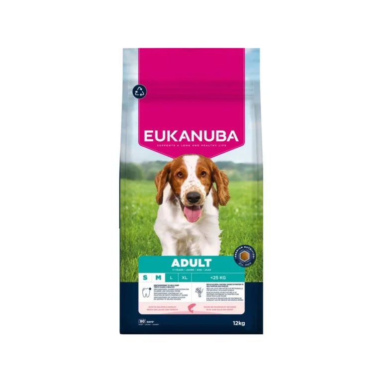 Eukanuba Adult Small & Medium su lašiša ir miežiais, 12 kg