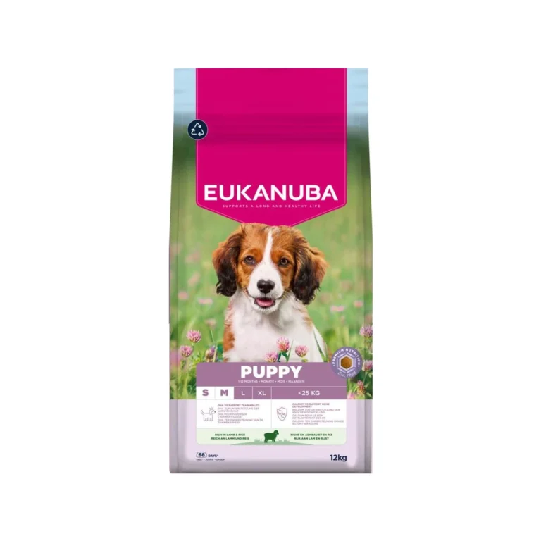 Eukanuba Puppy Small & Medium su ėriena ir ryžiais, 12 kg