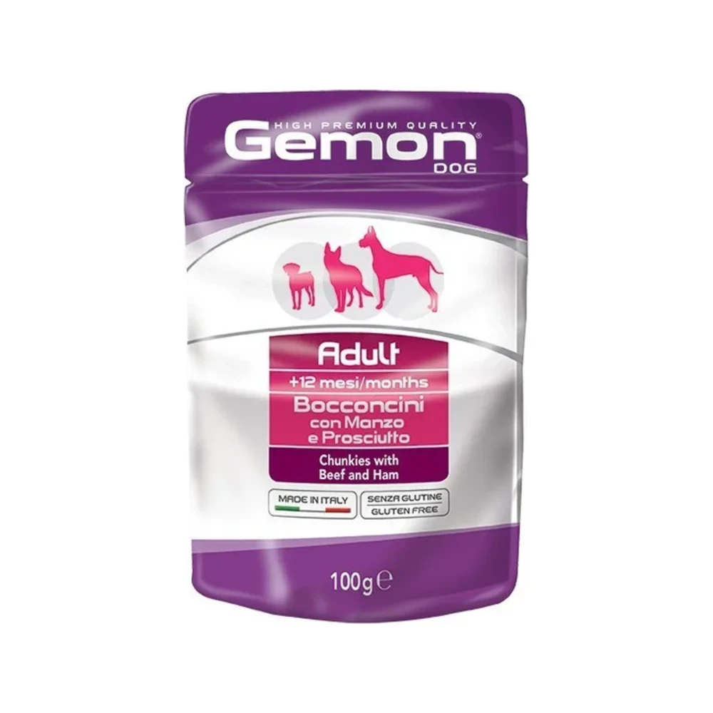 Gemon Dog All Breeds Adult Chunkies with Beef and Ham 100 g