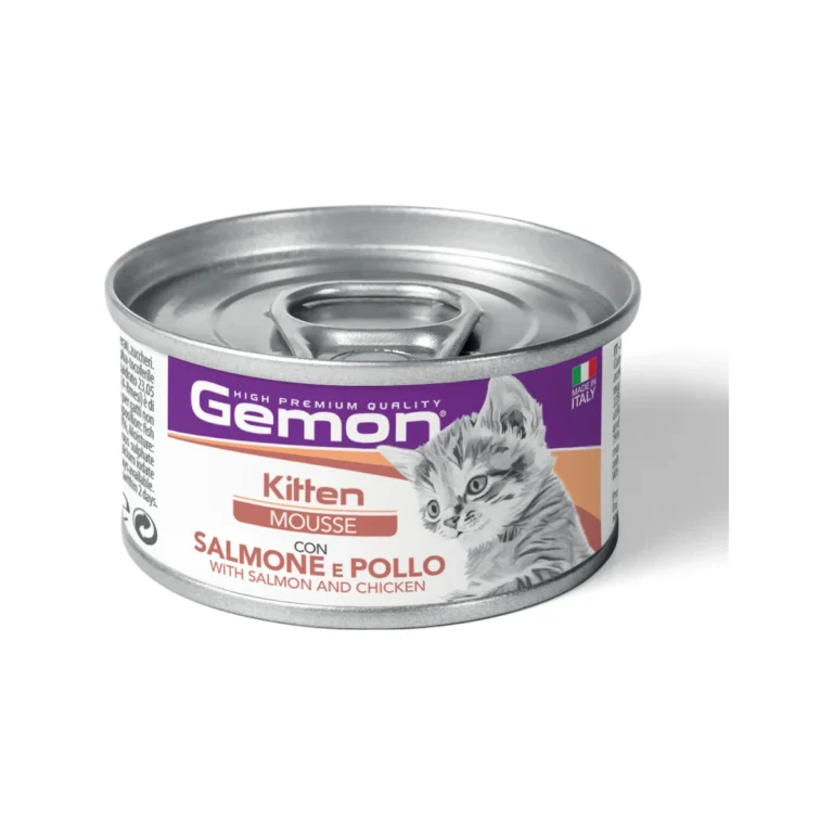 Gemon Mousse Kitten su lašiša ir vištiena, 85 g