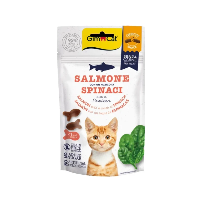 GimCat Crunchy Snacks su lašiša ir špinatais, 50 g