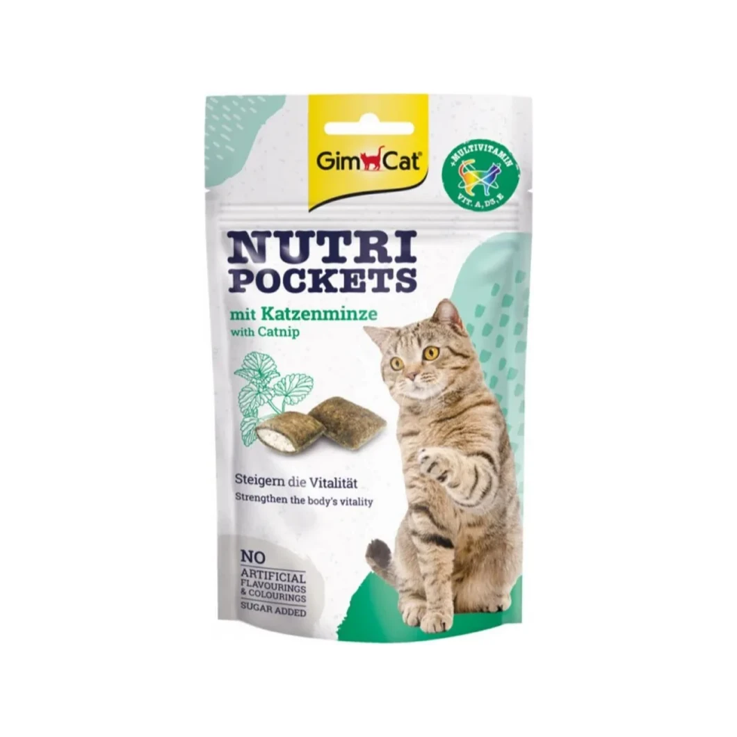 Skanėstai katėms | GimCat Nutri Pockets su katžole ir multivitaminais, 60 g