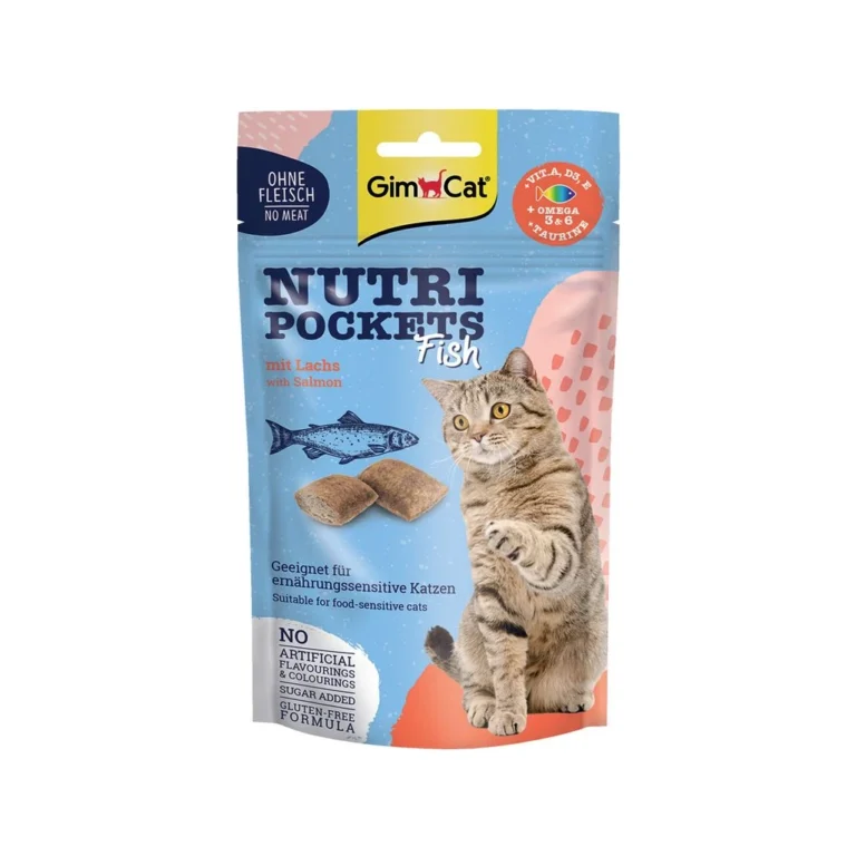 GimCat Nutri Pockets su žuvimi ir lašiša, 60 g