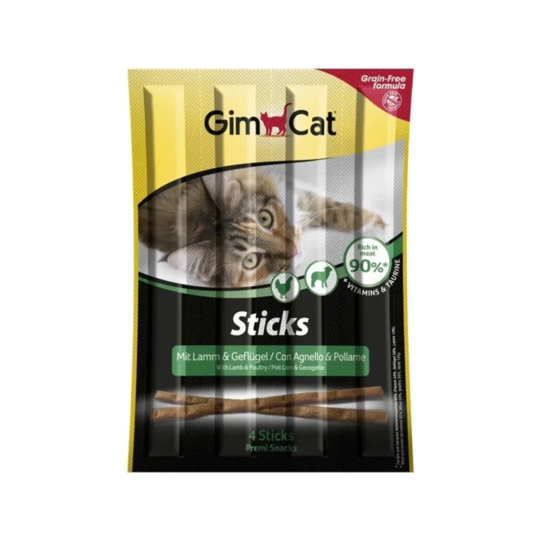 Skanėstai katėms | GimCat Sticks su ėriena ir paukštiena, be grūdų, 4 vnt.