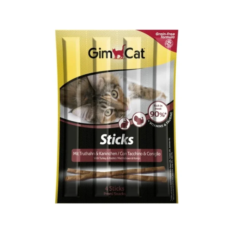 Skanėstai katėms | GimCat Sticks su kalakutiena ir triušiena, be grūdų, 4 vnt.