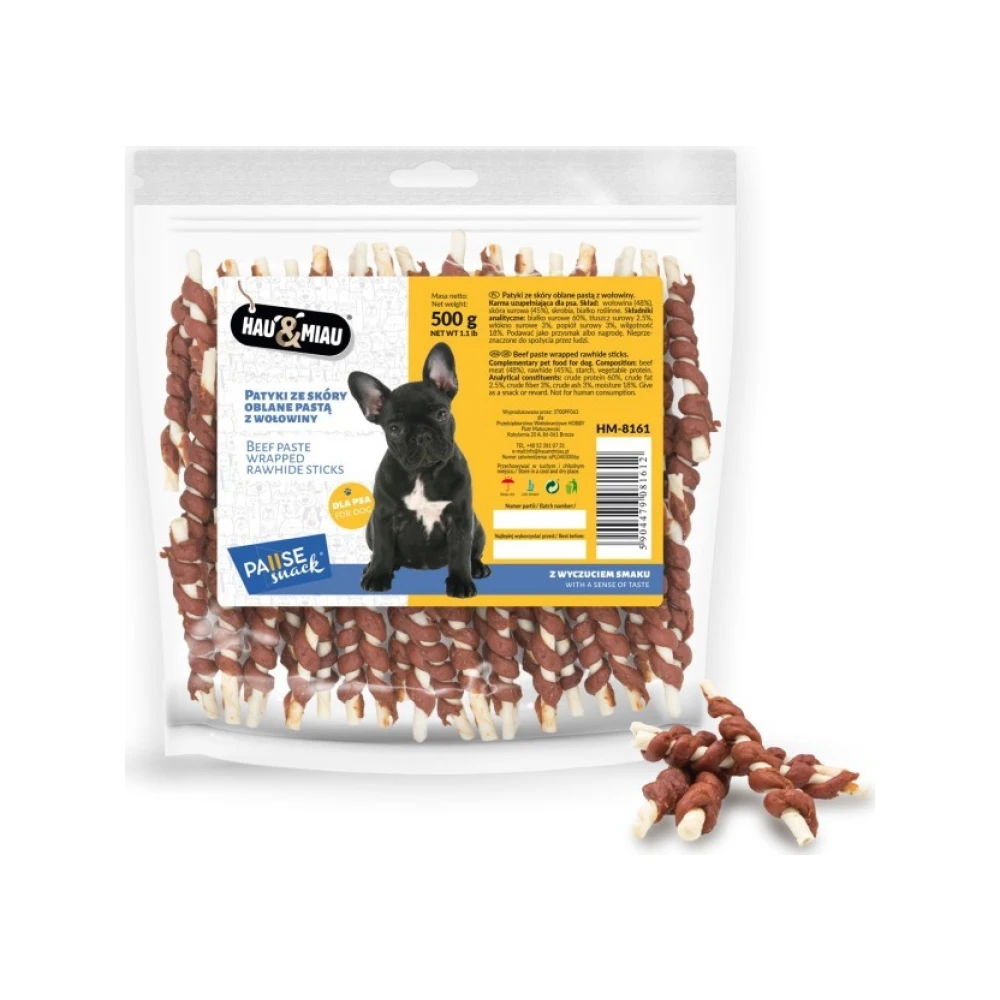 Hau&Miau balti pagaliukai su jautienos pasta, 500 g