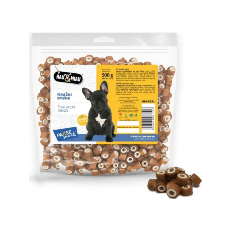 Hau&Miau minkšti mini žuvies žiedai, 500 g