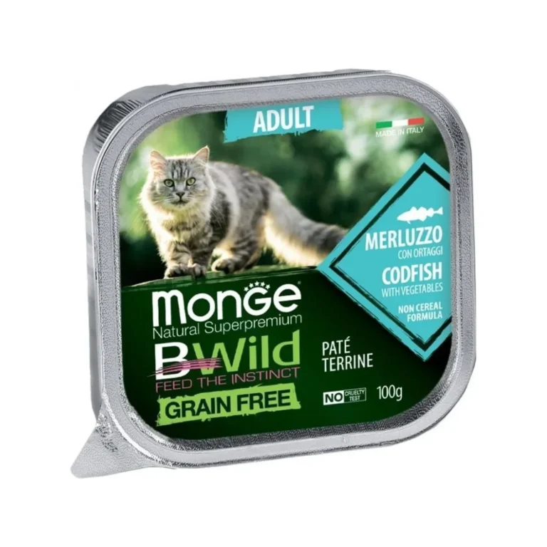 Monge BWild Grain Free paštetas su menke ir daržovėmis, 100 g
