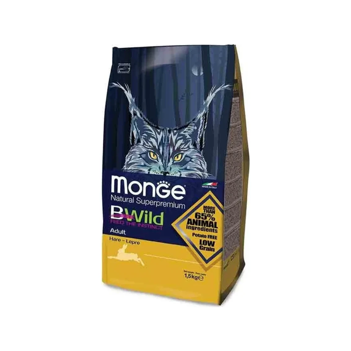 Sausas maistas katėms | Monge BWild Cat Adult su kiškiena, 1.5 kg