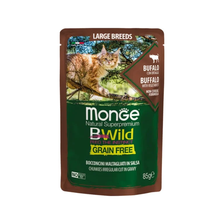 Monge BWild Grain Free gabalėliai padaže su buivoliena, 85 g