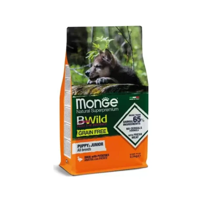 Sausas maistas šuniukams | Monge BWild Grain Free Puppy su antiena ir bulvėmis, 2,5 kg