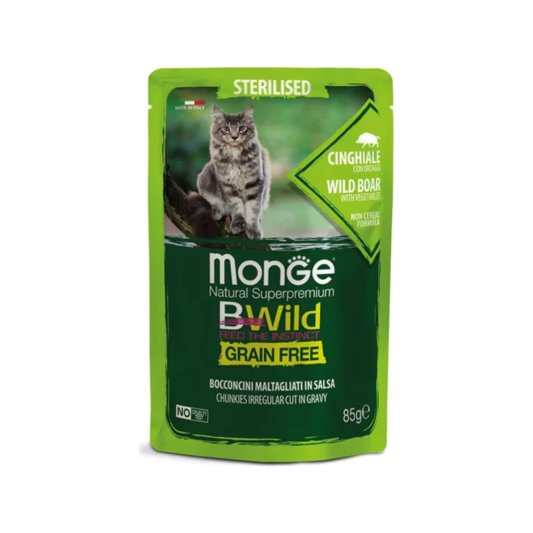 Monge BWild Grain Free gabalėliai padaže su šerniena, 85 g