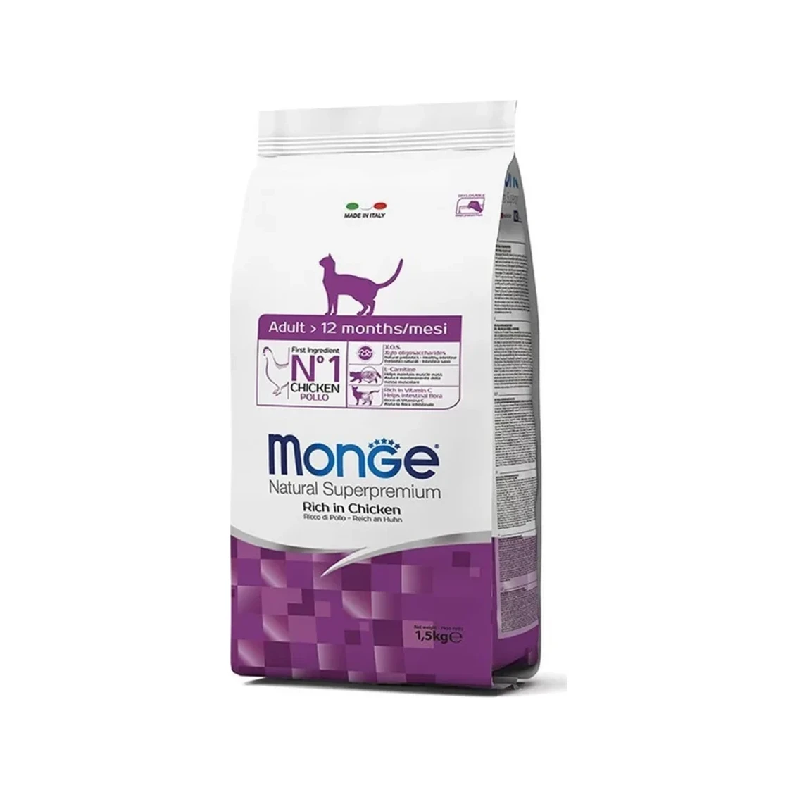 Sausas maistas katėms | Monge Daily Line su vištiena, 1,5 kg