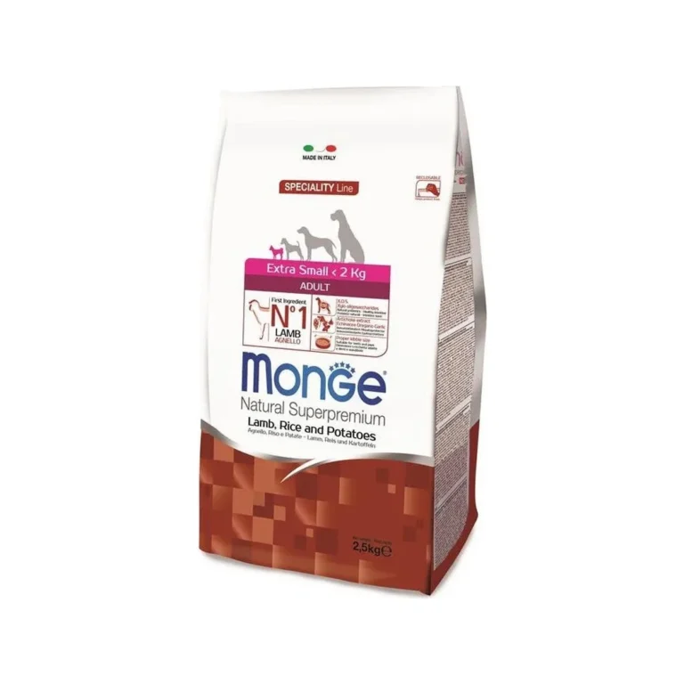 Sausas maistas šunims | Monge Extra Small Adult ėriena ir ryžiai, 2,5 kg