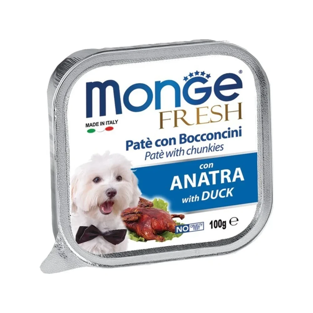 Šlapias maistas šunims | Monge Fresh paštetas su antiena, 100 g