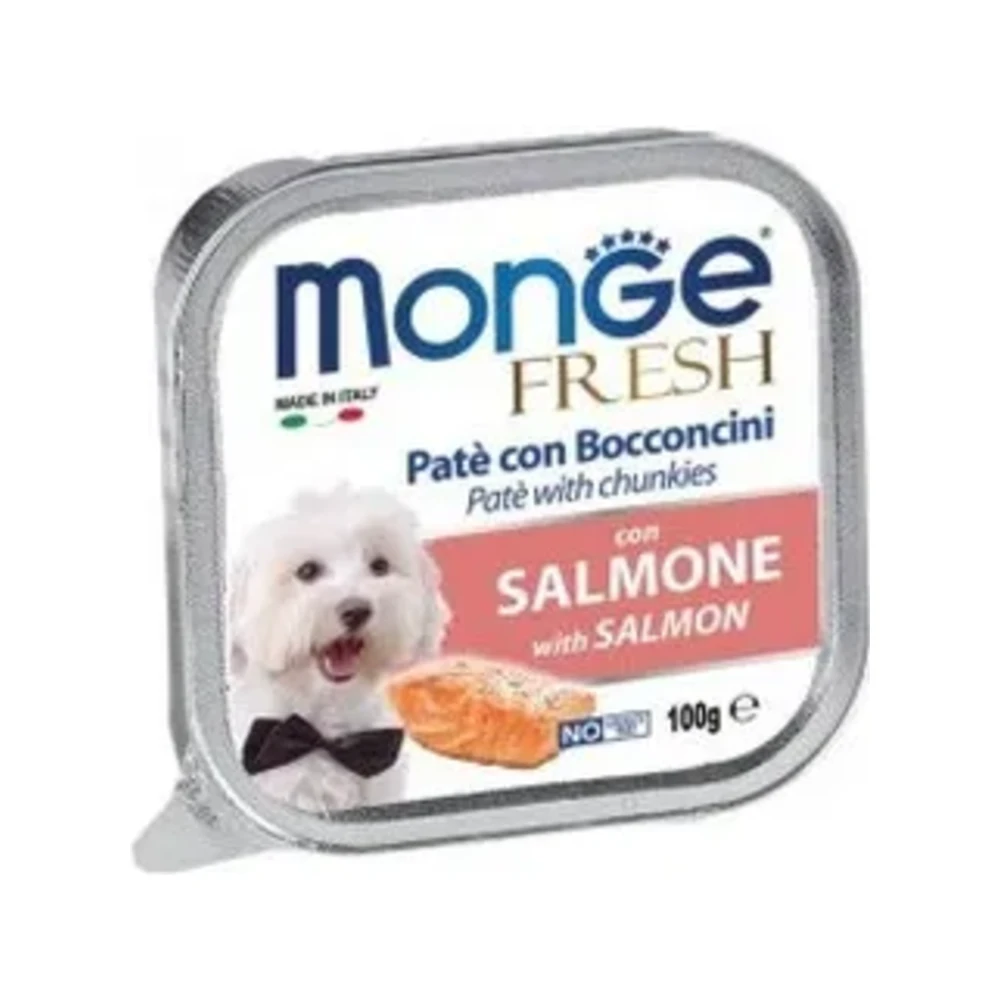 Šlapias maistas šunims | Monge Fresh paštetas su lašiša, 100 g