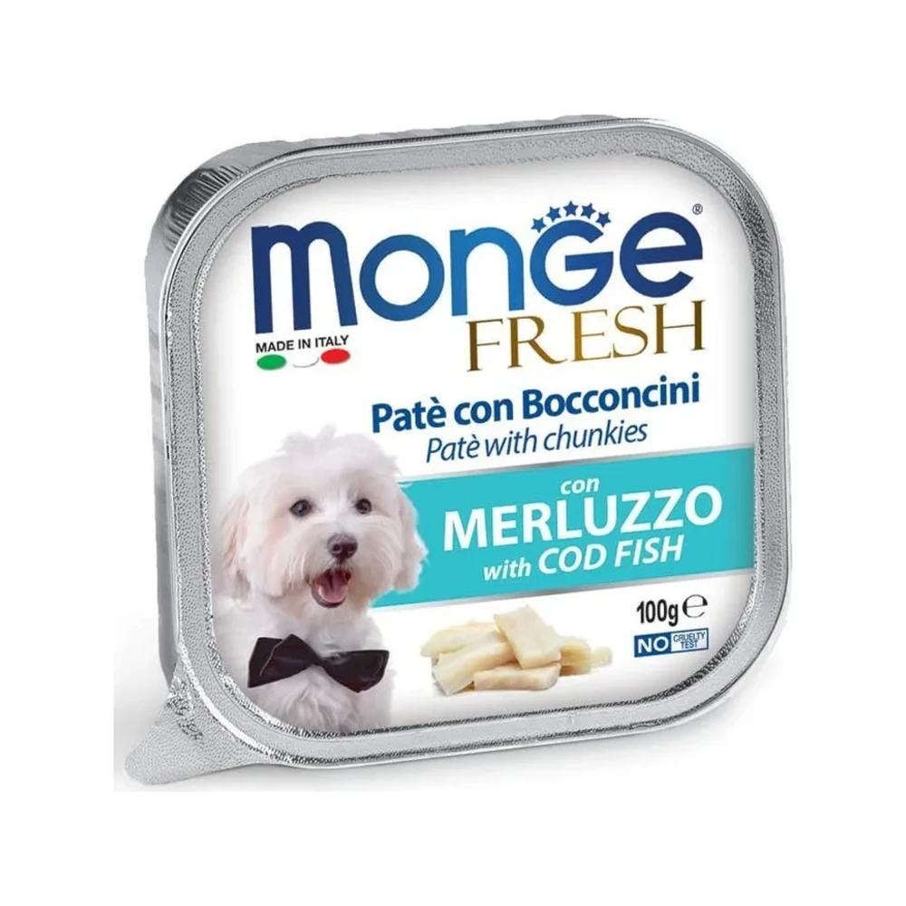 Šlapias maistas šunims | Monge Fresh paštetas su menke, 100 g