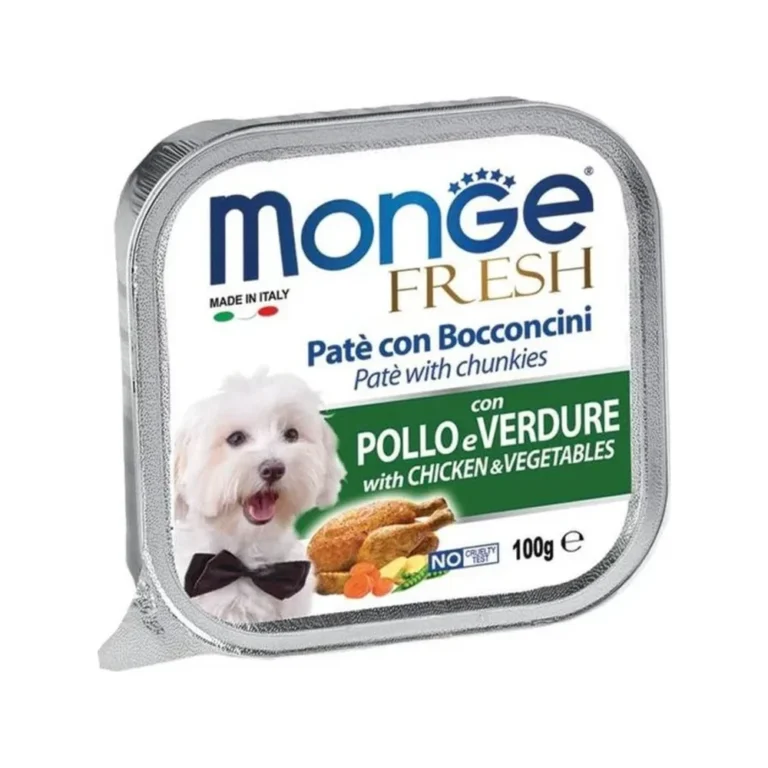 Šlapias maistas šunims | Monge Fresh paštetas su vištiena ir daržovėmis, 100 g