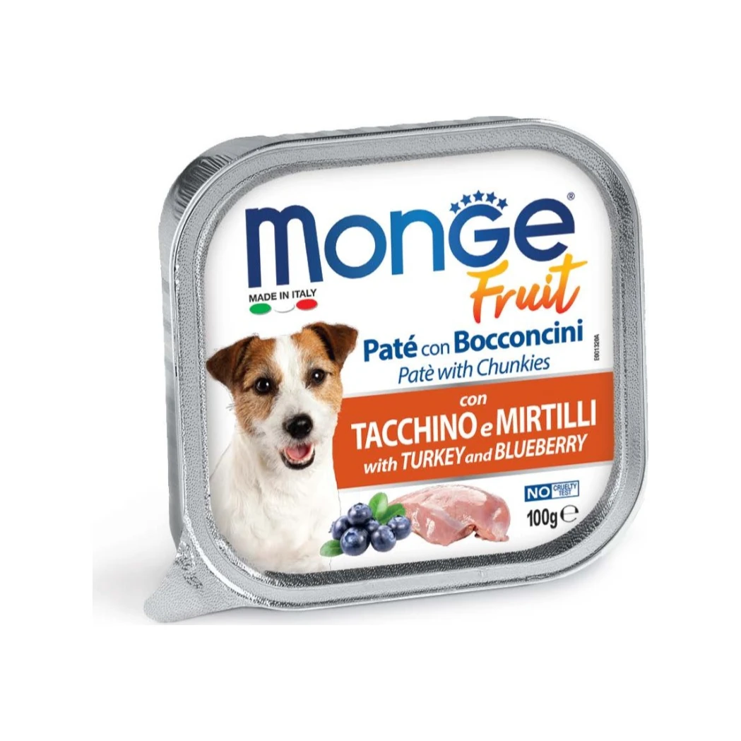 Monge Fruit paštetas su kalakutiena ir mėlynėmis, 100 g
