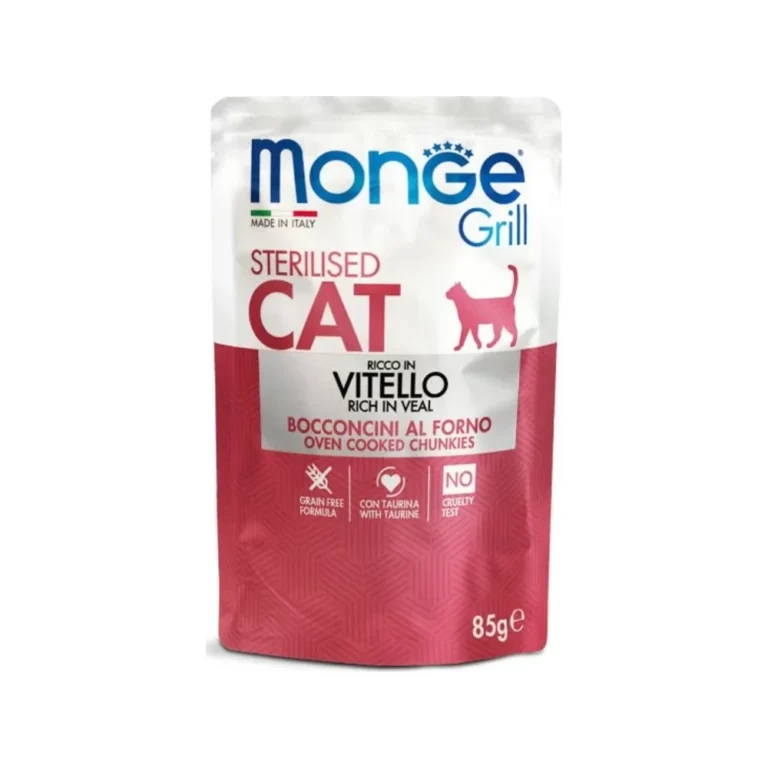Monge Grill Sterilised gabalėliai želė su veršiena, 85 g