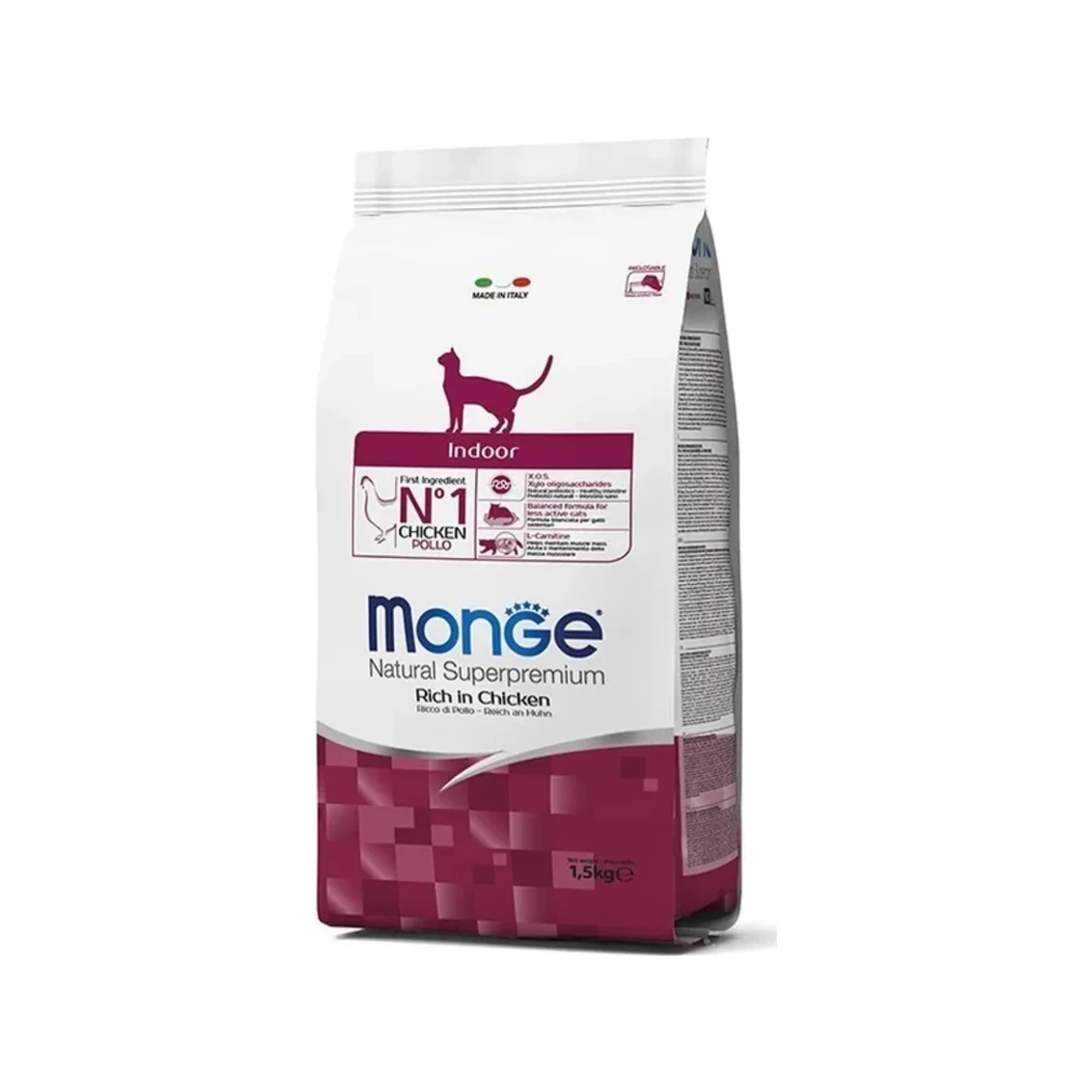 Sausas maistas katėms | Monge Indoor Adult su vištiena, 10 kg