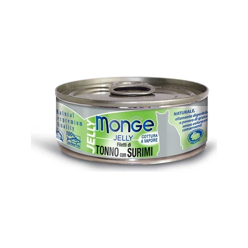 Šlapias maistas katėms | Monge Jelly tunas su surimiu želėje, 80 g