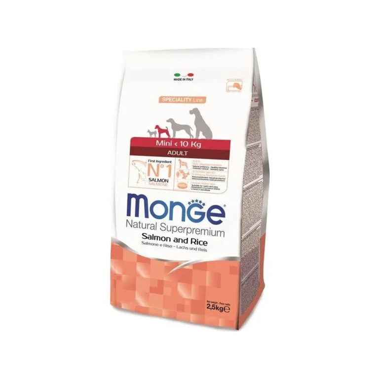 Sausas maistas šunims | Monge Mini Adult su lašiša ir ryžiais, 7,5 kg