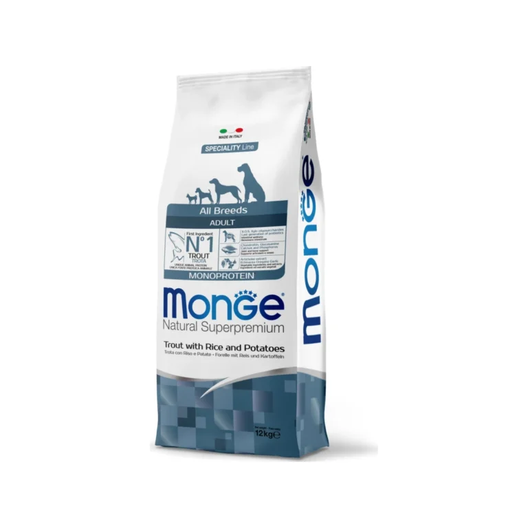 Monge Monoprotein Adult su upėtakiu, ryžiais ir bulvėmis, 12 kg