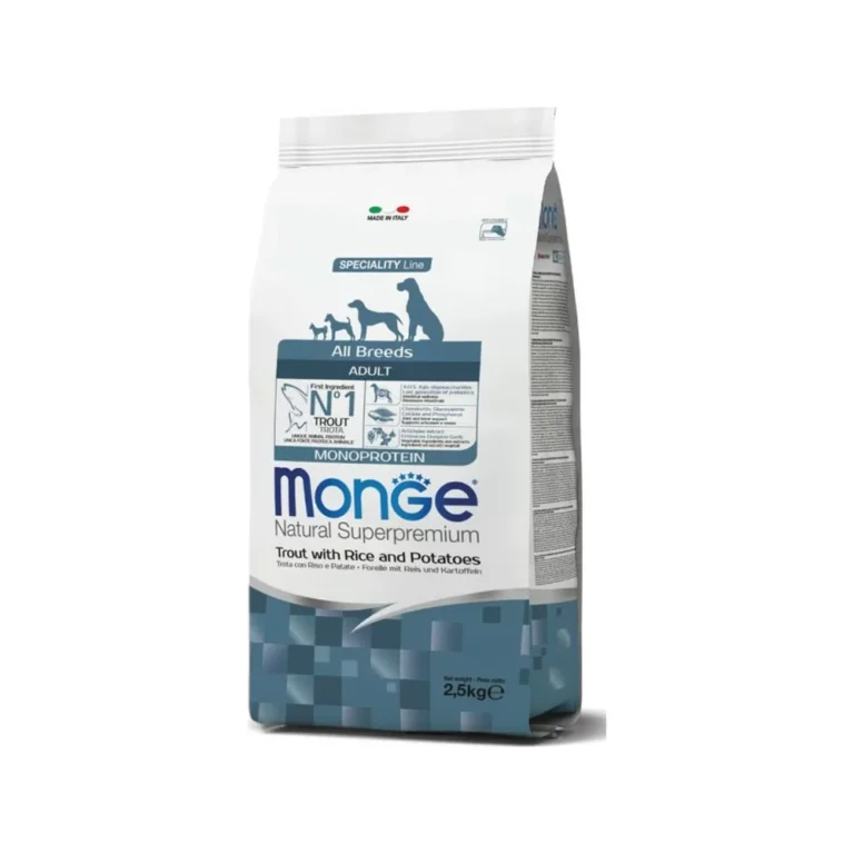 Monge Monoprotein Adult su upėtakiu, ryžiais ir bulvėmis, 2,5 kg