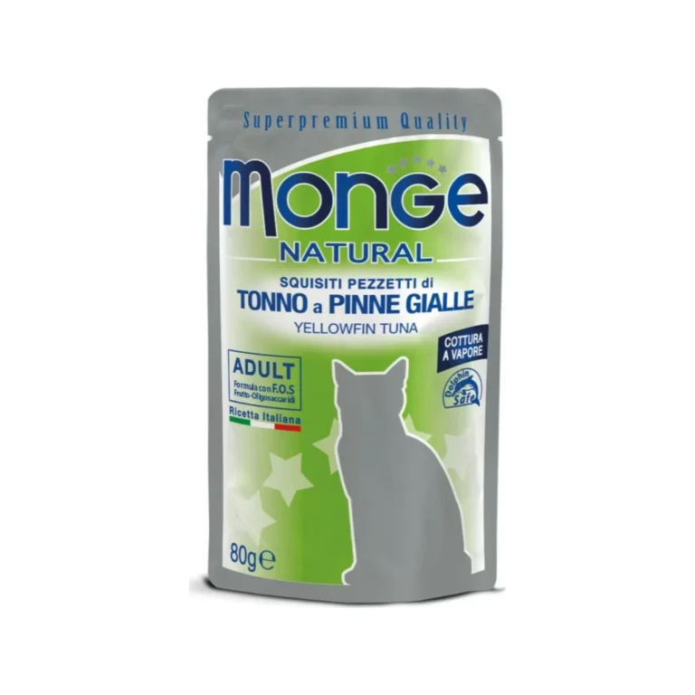 Šlapias maistas katėms | Monge Natural geltonpelekis tunas želėje, 80 g