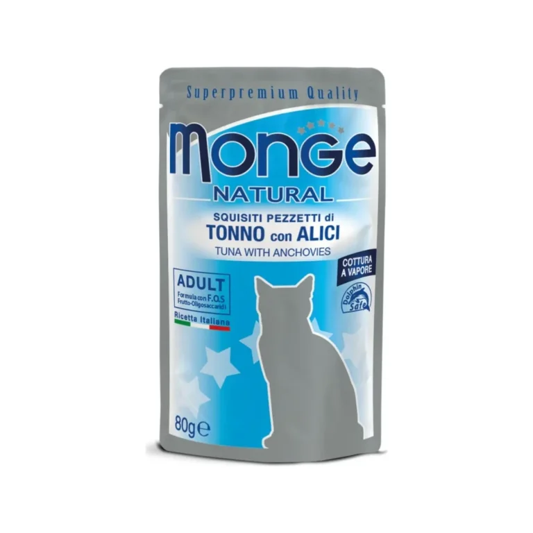 Šlapias maistas katėms | Monge Natural tunas su ančiuviais želėje, 80 g