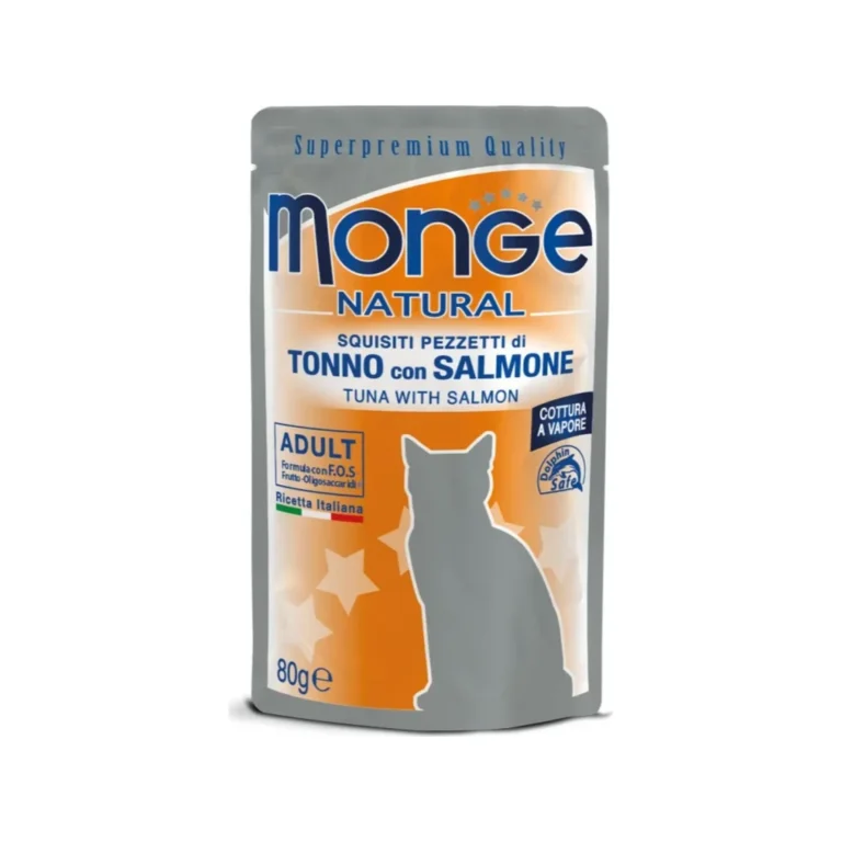Monge Natural tunas su lašiša želėje, 80 g