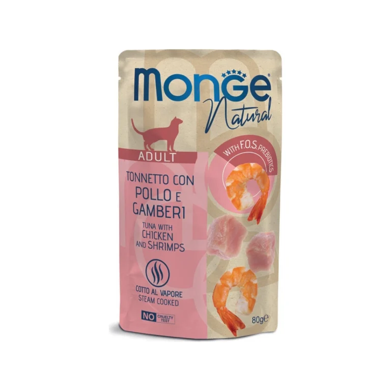 Monge Natural tunas su vištiena ir krevetėmis želėje, 80 g