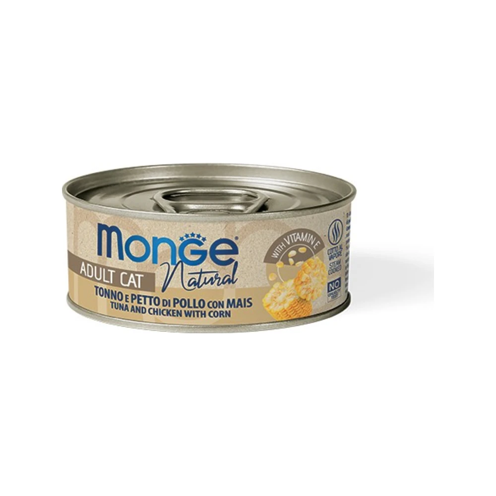 Monge Natural tunas su vištiena ir kukurūzais, 80 g