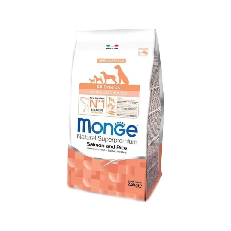 Sausas maistas šuniukams | Monge Puppy & Junior Salmon & Rice su lašiša ir ryžiais, 12 kg
