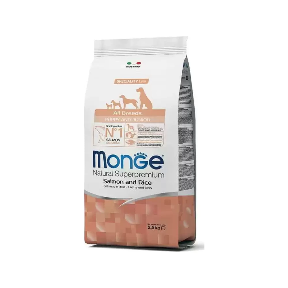 Monge Speciality Line Puppy & Junior su lašiša ir ryžiais, 2,5 kg