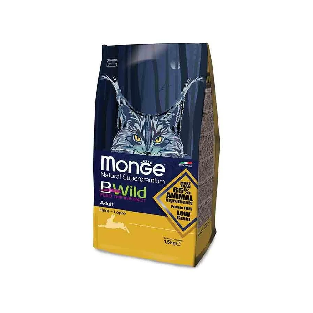 Monge BWild Cat kiškiena sausas maistas katėms 1.5 kg