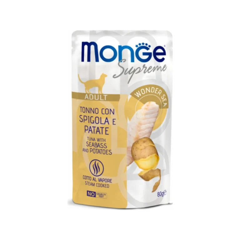 Monge Supreme Adult su tunu, jūrų ešeriu ir bulvėmis, 80 g