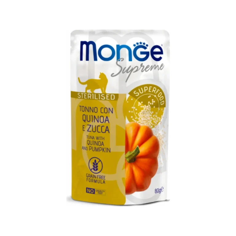 Monge Supreme Sterilised su tunu, bolivine balanda ir moliūgu, 80 g
