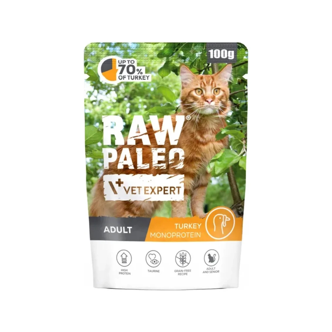 Šlapias maistas katėms | Raw Paleo Adult Cat su kalakutiena, 100 g
