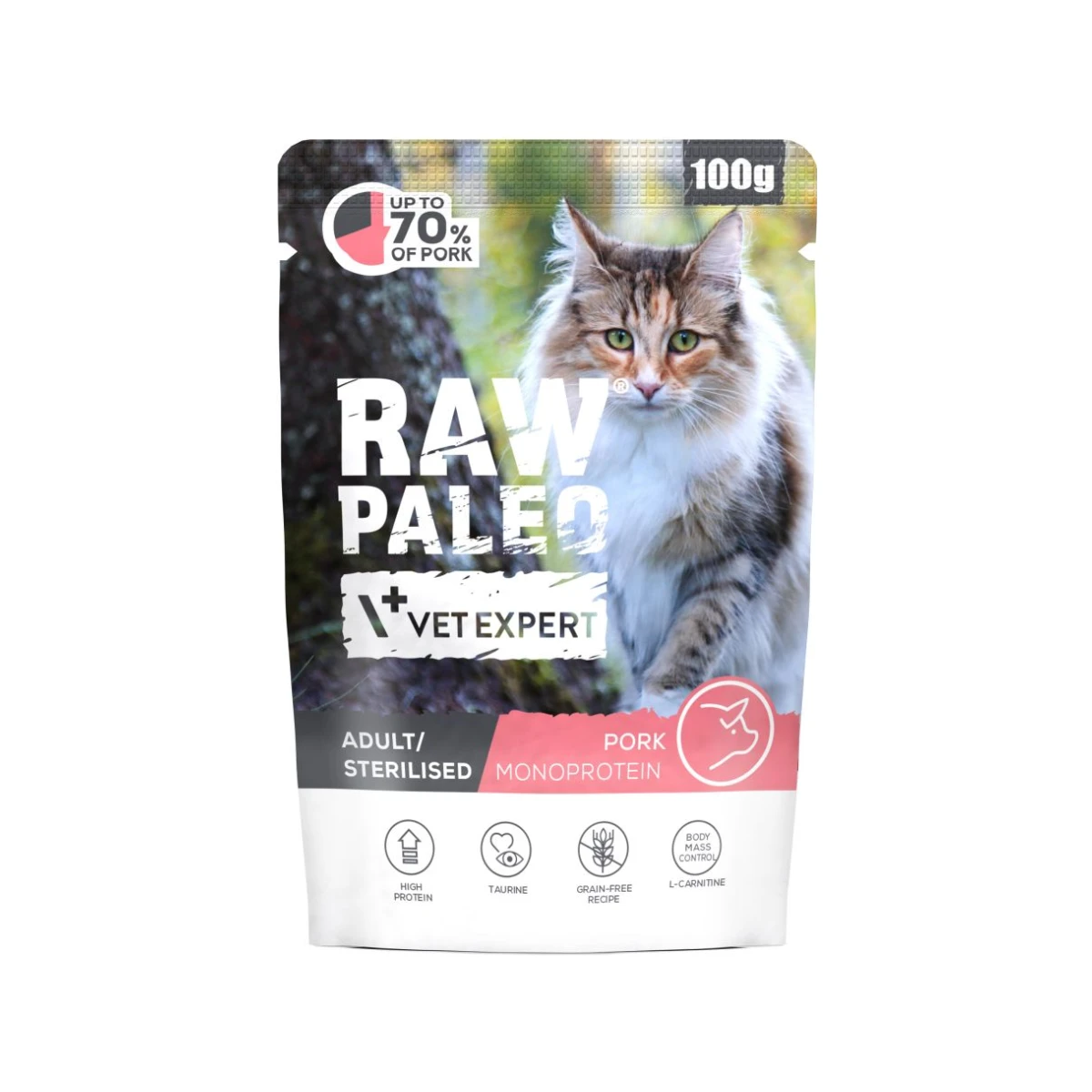 Raw Paleo Cat Sterilised Pork, 100 g