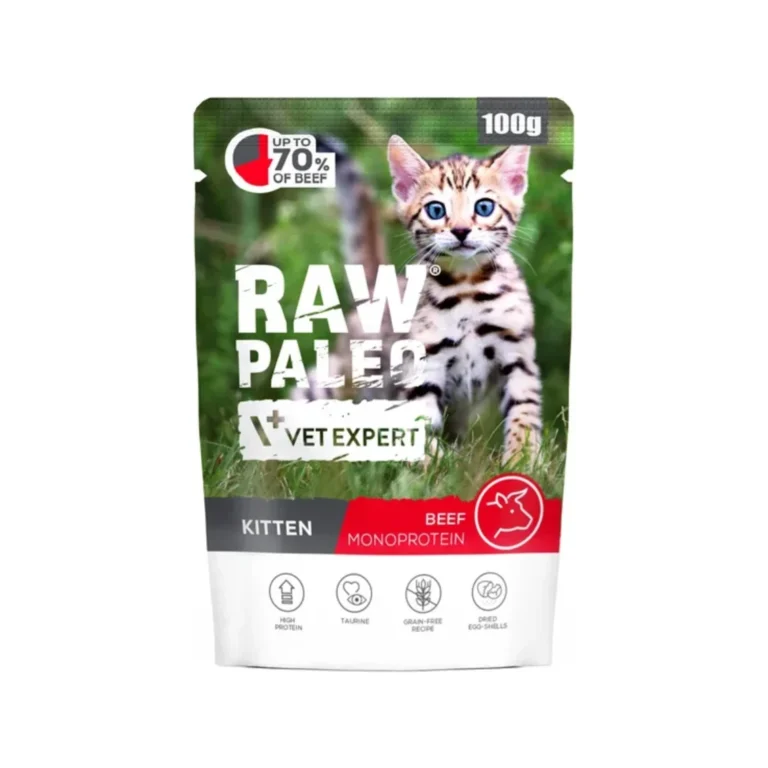 Šlapias maistas kačiukams | Raw Paleo Kitten su jautiena, 100 g