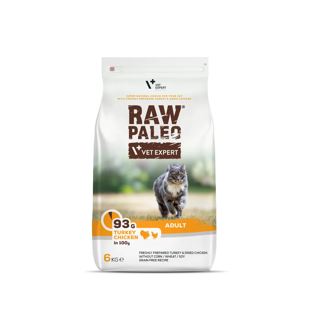 Raw Paleo Adult Kalakutiena 6kg sausas maistas katėms su ir vištiena