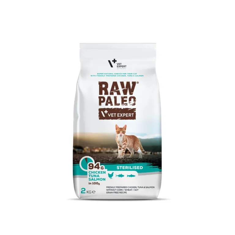 RAW PALEO Sterilised vištiena 2kg sausas maistas katėms