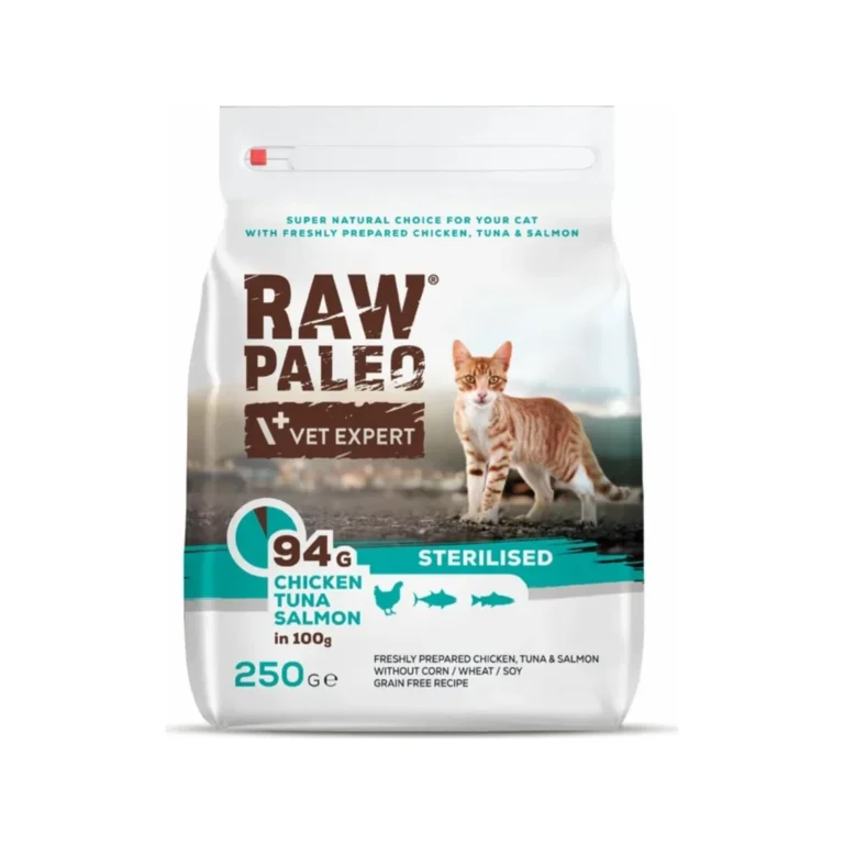 Sausas maistas sterilizuotoms katėms | Raw Paleo Sterilised Cat su vištiena, tunu ir lašiša, 250 g