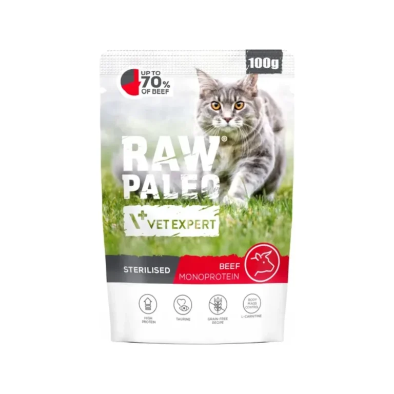 Šlapias maistas sterilizuotoms katėms | Raw Paleo Sterilised Cat su jautiena, 100 g