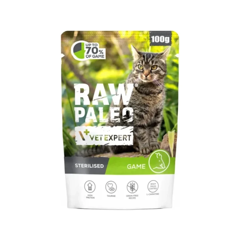 Šlapias maistas sterilizuotoms katėms | Raw Paleo Sterilised Cat su žvėriena, 100 g