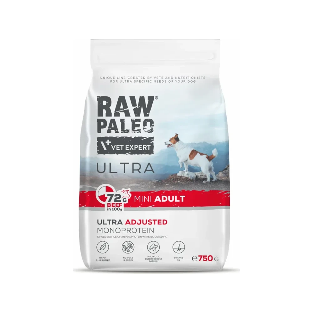 Sausas maistas šunims | Raw Paleo Ultra Mini Adult su jautiena, 750 g